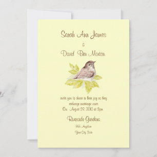 Aquarelle Oiseau Bruant Invitation de mariage, Nat
