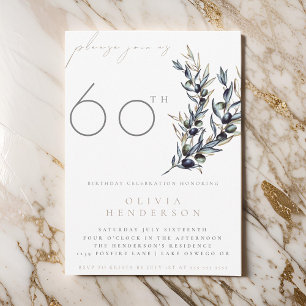 Aquarelle Olive Branch Adulte Birthday Invitation
