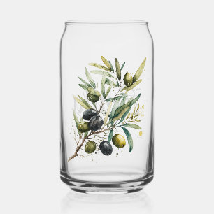 Aquarelle olives noires et vertes sur une branche