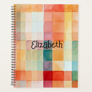 Aquarelle orange et Turquoise plaid