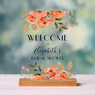 Aquarelle Orange Floral Fête des mariées Bienvenue