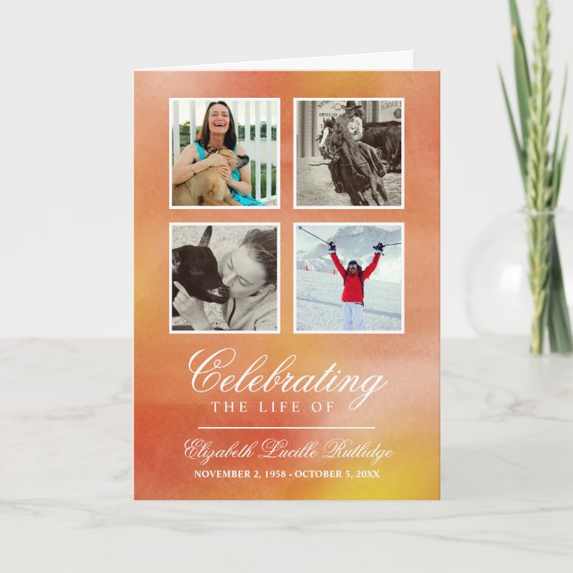 Aquarelle orange - Programme funéraire photo (Devant)