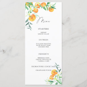 Aquarelle oranges élégants menu minimaliste citrus