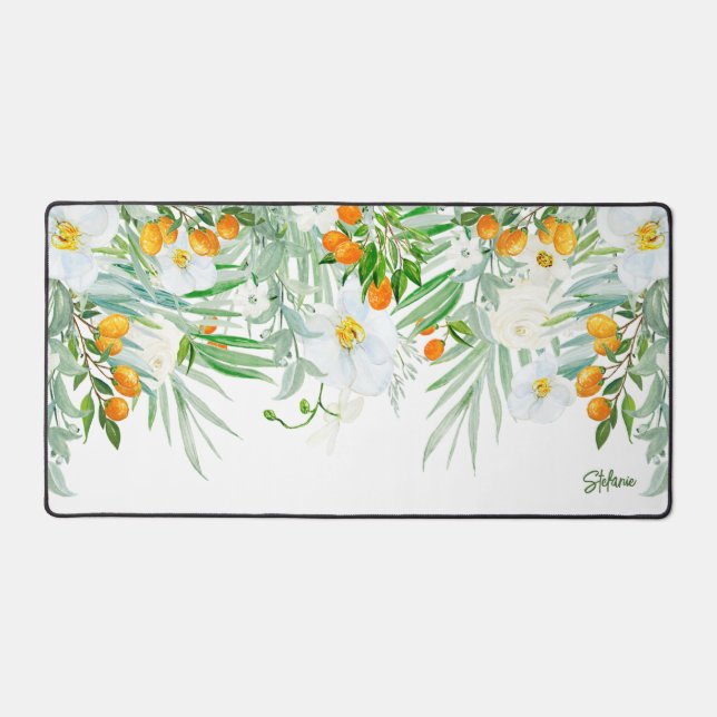 Aquarelle Orchidées blanches et Kumquats été (Recto)