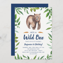Aquarelle Ours Wild Un Anniversaire Invitation