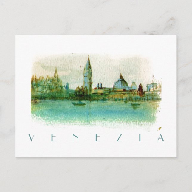 Aquarelle Painted Sketch Carte postale de Venise I (Devant)