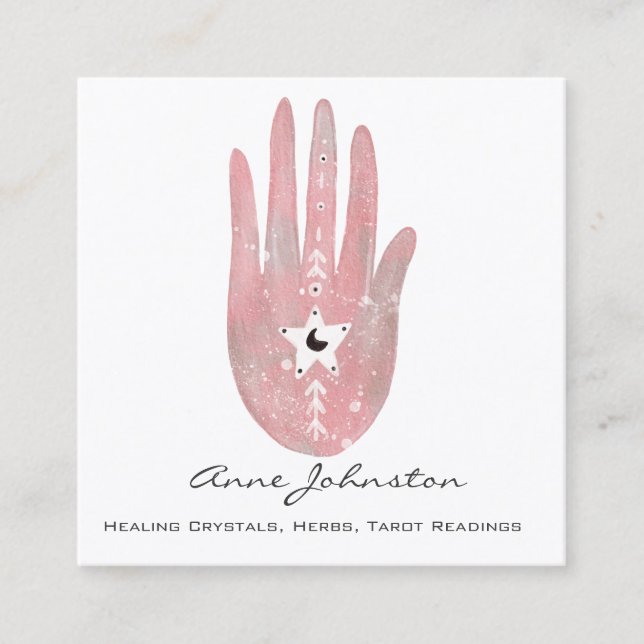 Aquarelle Palm et Carré étoile Carte de visite (Devant)