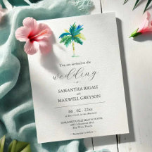 Aquarelle Palm Tree Faire-part de mariage Customis