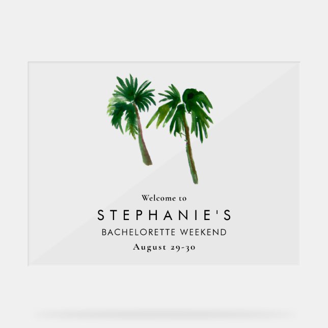 Aquarelle Palmiers tropicaux Bachelorette (Recto)