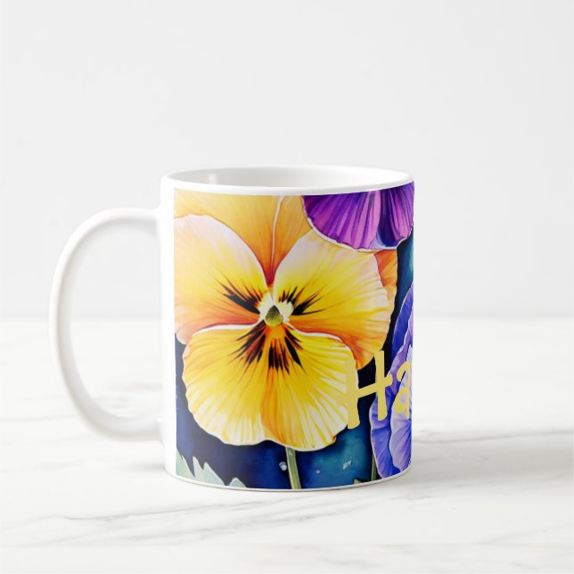 Aquarelle Pansies personnalisées Mug (Gauche)