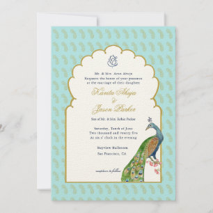 Aquarelle paon & Faire-part de mariage Ganesh