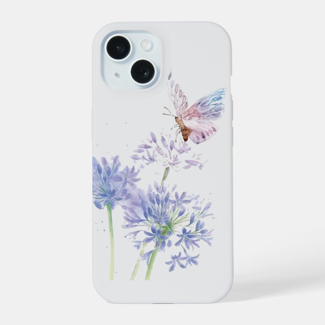 Aquarelle Papillon Jardin Fleurs Art (Verso)