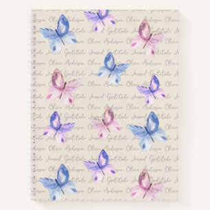 Aquarelle Papillons Monogramme Journal de Gratitud