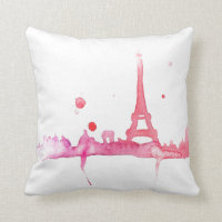 Aquarelle Paris Coussin Par Megaflora