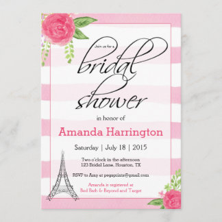 Aquarelle Paris Invitation de douche nuptiale - Ro