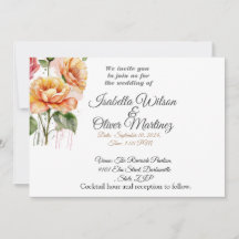 aquarelle pastel faire-part de mariage floral