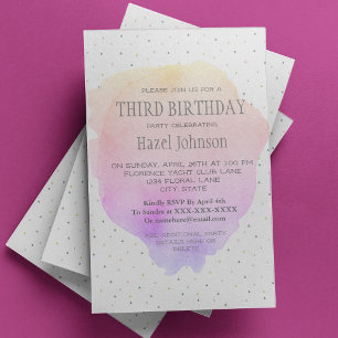 Aquarelle Pastel Pretty Invitation d'anniversaire