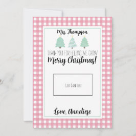 Aquarelle Pastel Tree Teacher Carte Cadeau de Noël