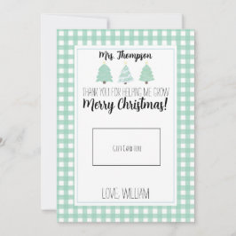 Aquarelle Pastel Tree Teacher Carte Cadeau de Noël