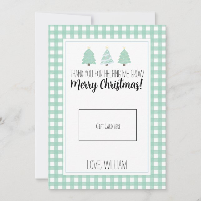 Aquarelle Pastel Tree Teacher Carte Cadeau de Noël (Devant)