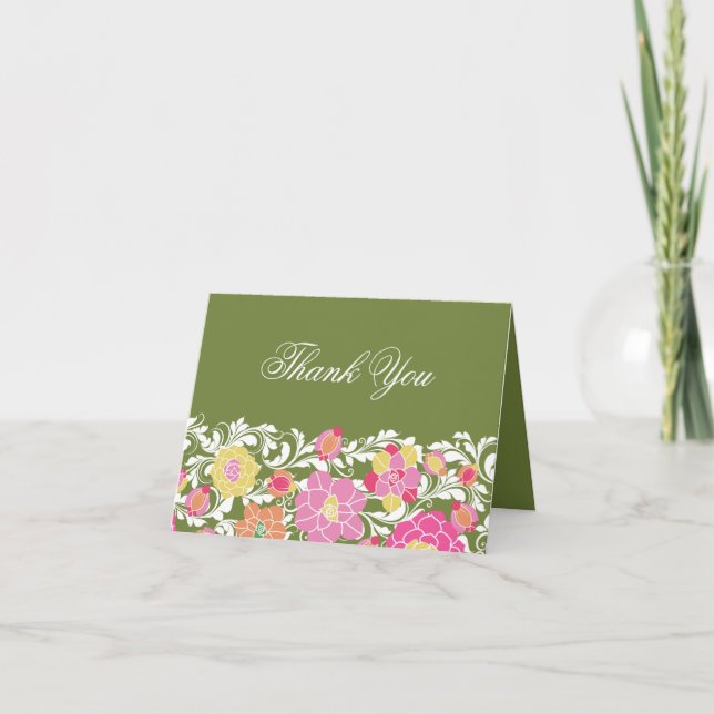 Aquarelle Pastell floral Danke Karte (Vorderseite)