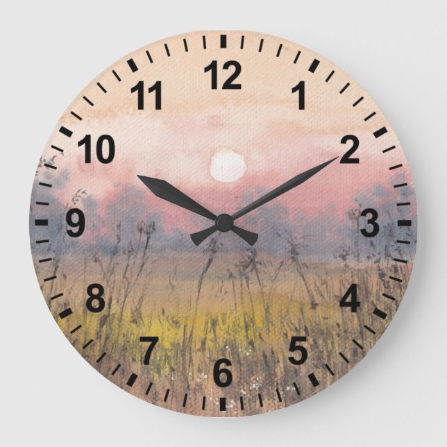 Aquarelle Paysage Horloge lumineuse matinale (Recto)
