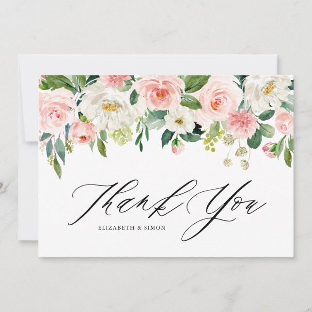 Aquarelle Peach Rose Merci Floral Garland (Devant)