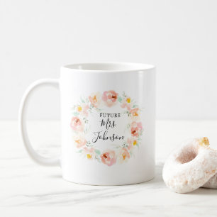 Aquarelle Peachy Mariée Florale Pour Être Mug De C
