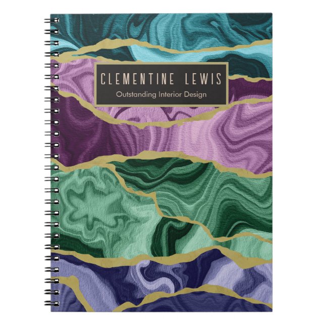 Aquarelle Peacock Agate V2 Carnet personnalisable (Devant)