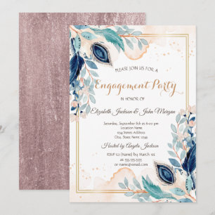 Aquarelle Peacock Floral Fiançailles Invitation