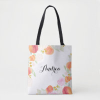 Aquarelle pêche Sac fourre-tout Floral personnalis