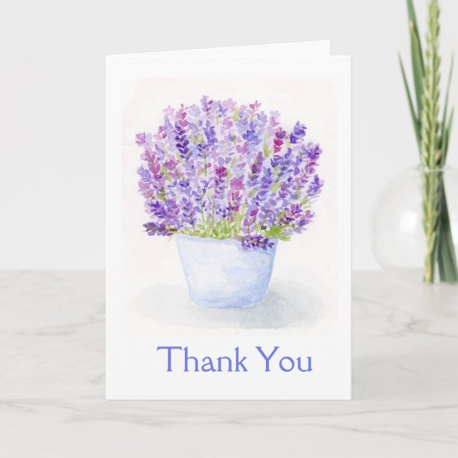 Aquarelle peinte à la main Lavande MERCI floral (Devant)