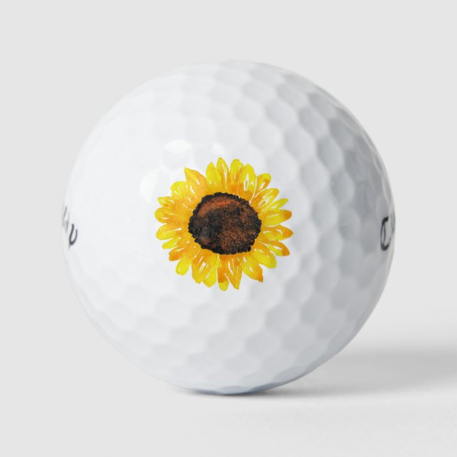 Aquarelle Peinte à la main Tournesol 2 balles de g (Devant)