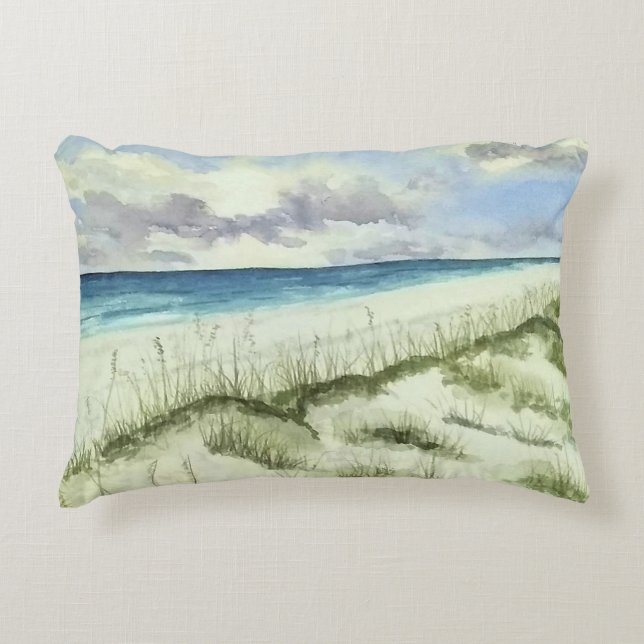 Aquarelle peinture de plage Coussin (Devant)