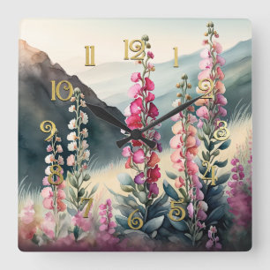 Aquarelle Peinture des Snapdragons Horloge murale