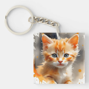 Aquarelle peinture d'un chat orange mignon