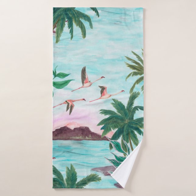 Aquarelle peinture sans couture motif avec hawaïen (Serviette de bain)