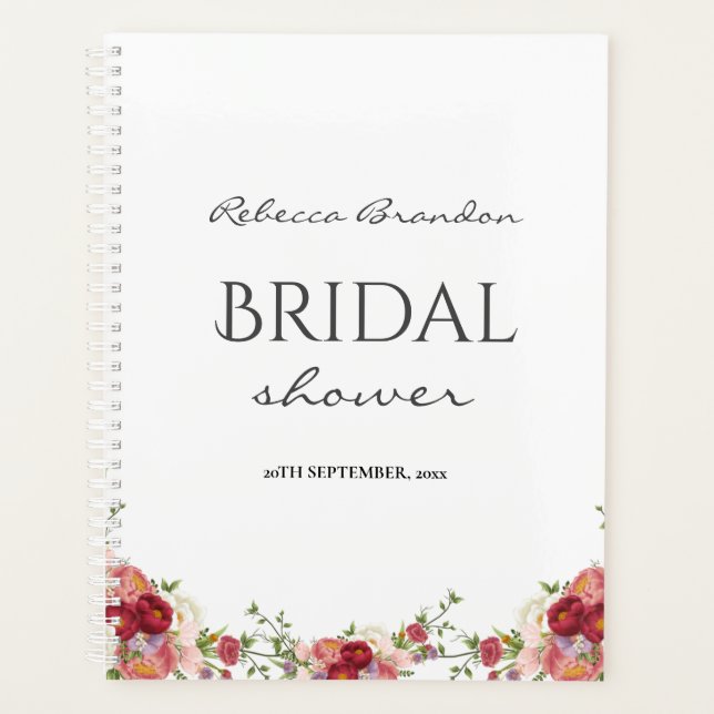 Aquarelle Peony Fleur Floral Douche nuptiale (Devant)