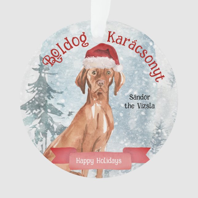 Aquarelle Père Noël Vizsla Boldog Karácsonyt (devant)