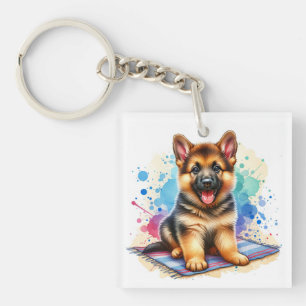Aquarelle personnalisée Berger Allemand Chien Chie