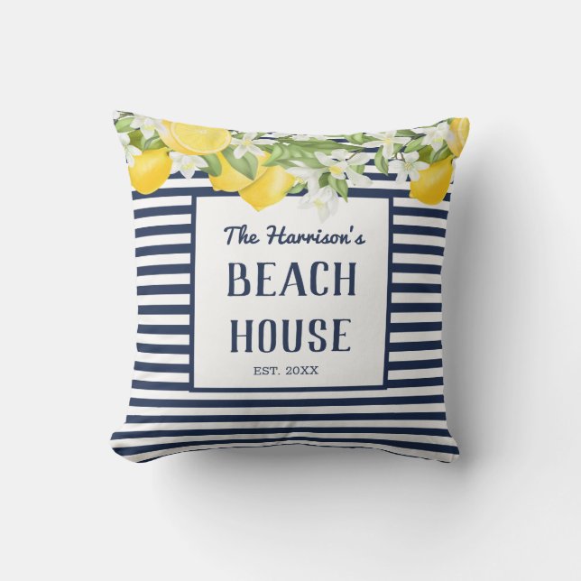 Aquarelle personnalisée Citrons Lumbar Coussin (Recto)