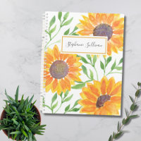Aquarelle personnalisée Fleurs de soleil verdure