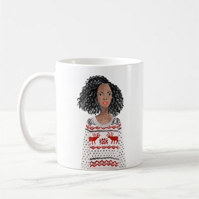 Aquarelle personnalisée Image Christmas Mug (Gauche)