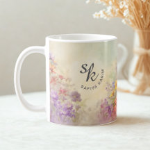 Aquarelle personnalisée Mug de monogramme floral