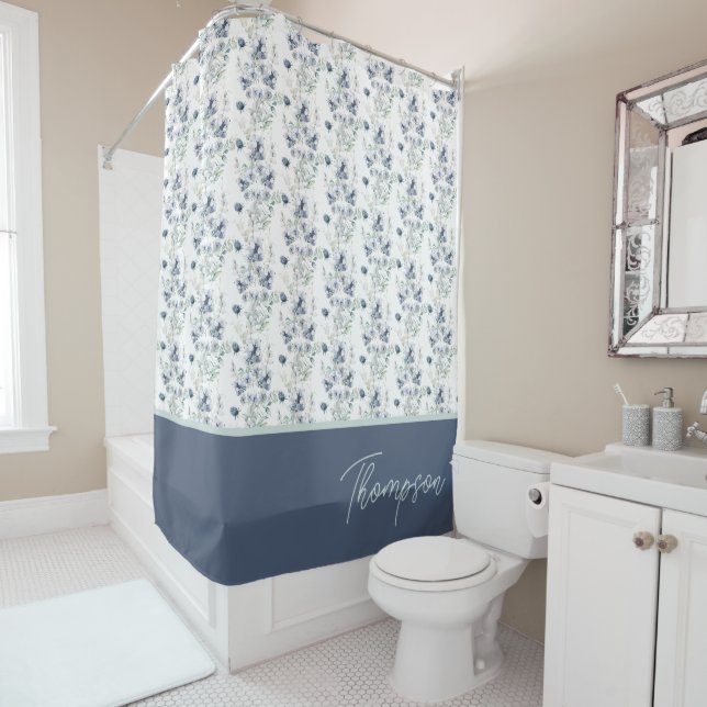 Aquarelle personnalisée Rideau de douche florale (En situation)