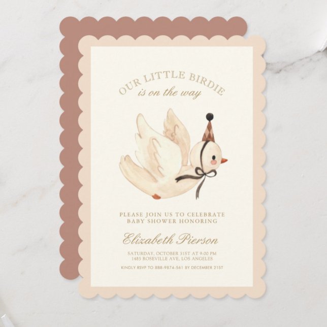 Aquarelle Petite Baby shower Oiseau Invitation (Créateur téléchargé)