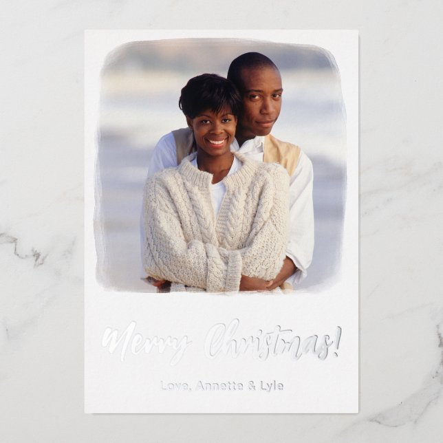 Aquarelle photo carte de Noël Modèle Foil (Recto)
