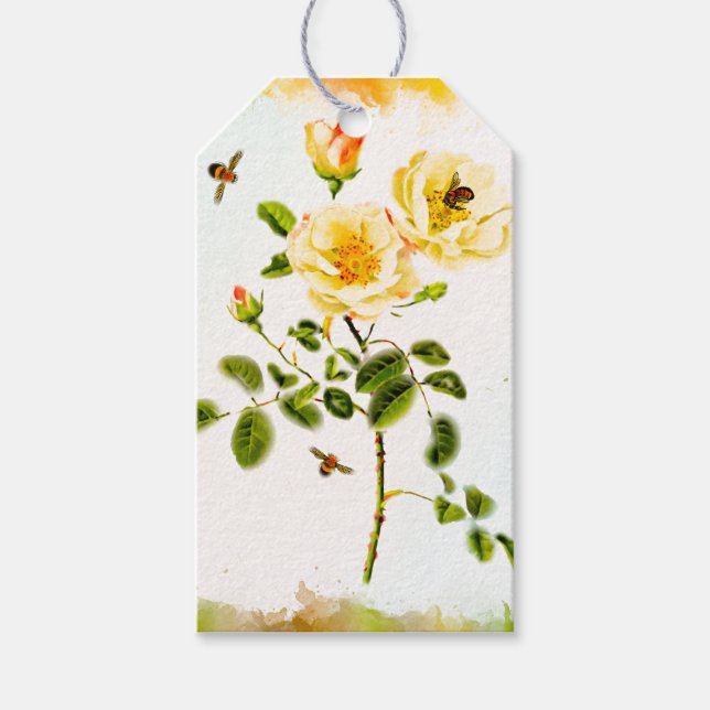 Aquarelle Pierre de Roses avec étiquette cadeau ab (Devant)