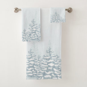 Aquarelle Pine Arbres Forêt de pins des neiges