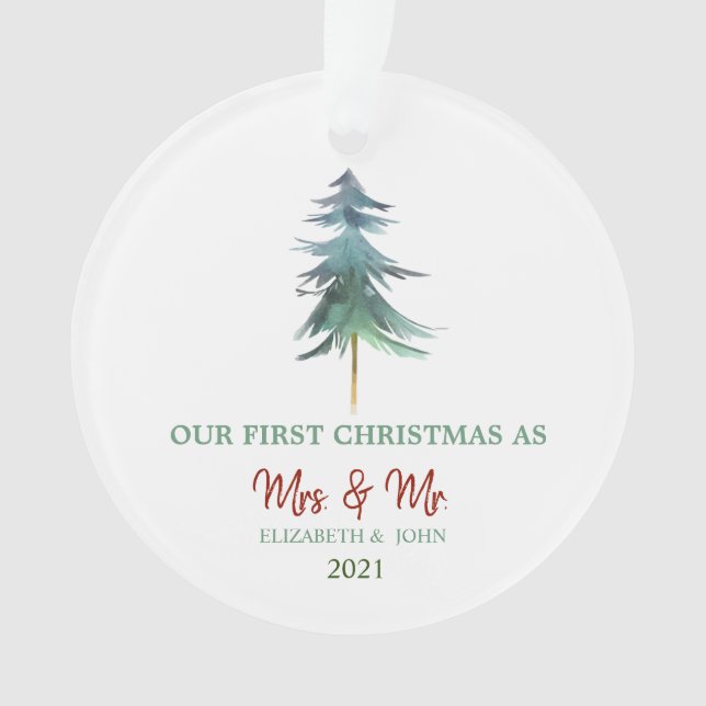 Aquarelle Pine Arbres Nos Premières Fêtes De Noël (devant)
